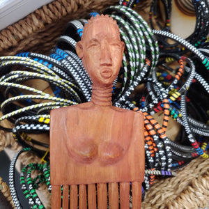 Handcrafted  Wood Comb-Shaped Wall Art from Kenya
