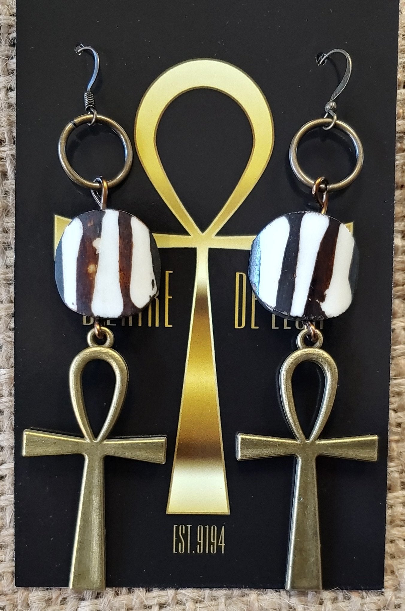 Ash Batik Brass Ahkn Earrings