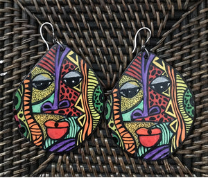 Via Wearable Art Earrings Multi Color Mask