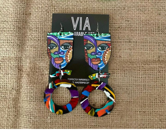 VIA WEARABLE ART MASK FACE EARRINGS