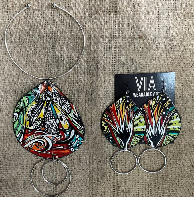 VIA WEARABLE ART NECKLACE AND EARRING SET