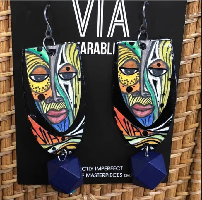 Earrings Via Wearable Art Afrocentric Mask